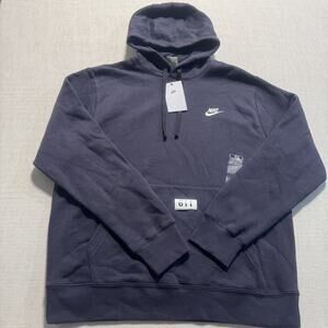 NIKE Men's Black  Sportswear Club Fleece Pullover Hoodie  Sz L Brand New